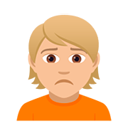 🙍🏼 Emoji Persona Frunciendo El Ceño: Tono De Piel Claro Medio en JoyPixels 5.0.