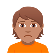 🙍🏽 Emoji missmutige Person: mittlere Hautfarbe JoyPixels 5.0.
