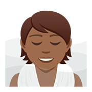 🧖🏾 Emoji Person in Dampfsauna: mitteldunkle Hautfarbe JoyPixels 5.0.