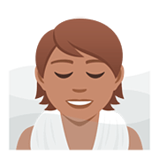 🧖🏽 Emoji Person in Dampfsauna: mittlere Hautfarbe JoyPixels 5.0.