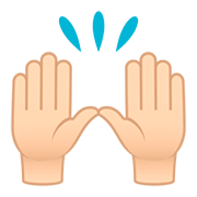 🙌🏻 Emoji zwei erhobene Handflächen: helle Hautfarbe JoyPixels 5.0.