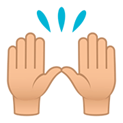 🙌🏼 Emoji zwei erhobene Handflächen: mittelhelle Hautfarbe JoyPixels 5.0.