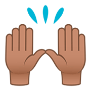 🙌🏽 Emoji Mãos Para Cima: Pele Morena na JoyPixels 5.0.
