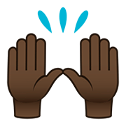 🙌🏿 Emoji zwei erhobene Handflächen: dunkle Hautfarbe JoyPixels 5.0.