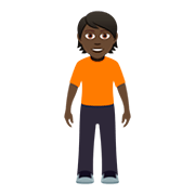 🧍🏿 Emoji stehende Person: dunkle Hautfarbe JoyPixels 5.0.