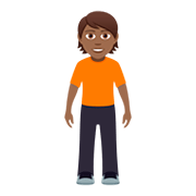 🧍🏾 Emoji stehende Person: mitteldunkle Hautfarbe JoyPixels 5.0.