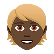 👱🏿 Emoji Persona Adulta Rubia: Tono De Piel Oscuro en JoyPixels 5.0.