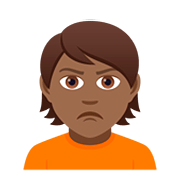 🙎🏾 Emoji Pessoa Fazendo Bico: Pele Morena Escura na JoyPixels 5.0.