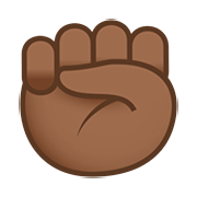 ✊🏾 Emoji erhobene Faust: mitteldunkle Hautfarbe JoyPixels 5.0.