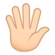 🖐🏻 Emoji Hand mit gespreizten Fingern: helle Hautfarbe JoyPixels 5.0.