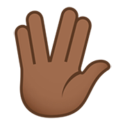 🖖🏾 Emoji vulkanischer Gruß: mitteldunkle Hautfarbe JoyPixels 5.0.