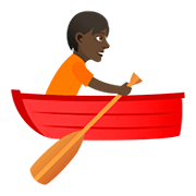🚣🏿 Emoji Persona Remando En Un Bote: Tono De Piel Oscuro en JoyPixels 5.0.
