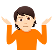 Emoji 🤷🏻 Persona Che Scrolla Le Spalle: Carnagione Chiara su JoyPixels 5.0.