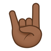 🤘🏾 Emoji Saudação Do Rock: Pele Morena Escura na JoyPixels 5.0.