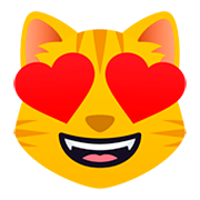😻 Emoji lachende Katze mit Herzen als Augen JoyPixels 5.0.