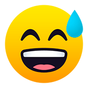 Emoji 😅 Faccina Con Un Gran Sorriso E Goccia Di Sudore su JoyPixels 5.0.
