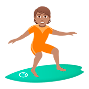 Émoji 🏄🏽 Personne Faisant Du Surf : Peau Légèrement Mate sur JoyPixels 5.0.