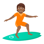 🏄🏾 Emoji Persona Haciendo Surf: Tono De Piel Oscuro Medio en JoyPixels 5.0.