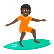 Emoji 🏄🏿 Persona Che Fa Surf: Carnagione Scura su JoyPixels 5.0.