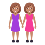 👭🏽 Emoji Duas Mulheres De Mãos Dadas: Pele Morena na JoyPixels 5.0.