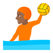🤽🏾 Emoji Pessoa Jogando Polo Aquático: Pele Morena Escura na JoyPixels 5.0.