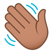 👋🏽 Emoji winkende Hand: mittlere Hautfarbe JoyPixels 5.0.