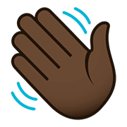 👋🏿 Emoji winkende Hand: dunkle Hautfarbe JoyPixels 5.0.