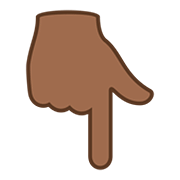👇🏾 Emoji Dorso Da Mão Com Dedo Indicador Apontando Para Baixo: Pele Morena Escura na JoyPixels 5.0.