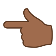 👈🏾 Emoji Dorso Da Mão Com Dedo Indicador Apontando Para A Esquerda: Pele Morena Escura na JoyPixels 5.0.