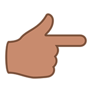 👉🏽 Emoji nach rechts weisender Zeigefinger: mittlere Hautfarbe JoyPixels 5.0.