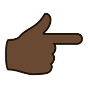 👉🏿 Emoji Dorso Da Mão Com Dedo Indicador Apontando Para A Direita: Pele Escura na JoyPixels 5.0.
