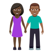 👩🏿‍🤝‍👨🏾 Emoji Mann und Frau halten Hände: dunkle Hautfarbe, mitteldunkle Hautfarbe JoyPixels 5.0.