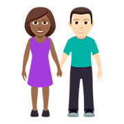 👩🏾‍🤝‍👨🏻 Emoji Homem E Mulher De Mãos Dadas: Pele Morena Escura E Pele Clara na JoyPixels 5.0.
