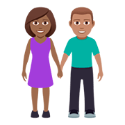 👩🏾‍🤝‍👨🏽 Emoji Homem E Mulher De Mãos Dadas: Pele Morena Escura E Pele Morena na JoyPixels 5.0.