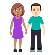 👩🏽‍🤝‍👨🏻 Emoji Homem E Mulher De Mãos Dadas: Pele Morena E Pele Clara na JoyPixels 5.0.