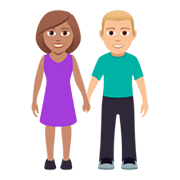 Émoji 👩🏽‍🤝‍👨🏼 Femme Et Homme Se Tenant La Main : Peau Légèrement Mate Et Peau Moyennement Claire sur JoyPixels 5.0.