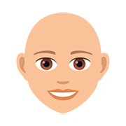 👩🏼‍🦲 Emoji Frau: mittelhelle Hautfarbe, Glatze JoyPixels 5.0.