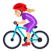 🚴🏼‍♀️ Emoji Radfahrerin: mittelhelle Hautfarbe JoyPixels 5.0.