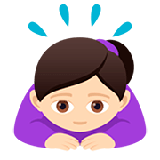 🙇🏻‍♀️ Emoji Mulher Fazendo Reverência: Pele Clara na JoyPixels 5.0.