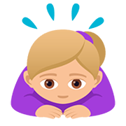 🙇🏼‍♀️ Emoji Mujer Haciendo Una Reverencia: Tono De Piel Claro Medio en JoyPixels 5.0.