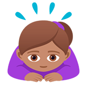 🙇🏽‍♀️ Emoji Mujer Haciendo Una Reverencia: Tono De Piel Medio en JoyPixels 5.0.