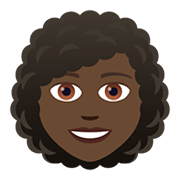 👩🏿‍🦱 Emoji Mulher: Pele Escura E Cabelo Cacheado na JoyPixels 5.0.