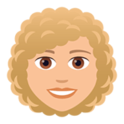 👩🏼‍🦱 Emoji Mulher: Pele Morena Clara E Cabelo Cacheado na JoyPixels 5.0.