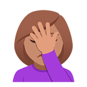 🤦🏽‍♀️ Emoji sich an den Kopf fassende Frau: mittlere Hautfarbe JoyPixels 5.0.