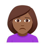 🙍🏾‍♀️ Emoji Mulher Franzindo A Sobrancelha: Pele Morena Escura na JoyPixels 5.0.