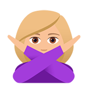 🙅🏼‍♀️ Emoji Mulher Fazendo Gesto De «não»: Pele Morena Clara na JoyPixels 5.0.