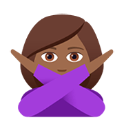 🙅🏾‍♀️ Emoji Mulher Fazendo Gesto De «não»: Pele Morena Escura na JoyPixels 5.0.