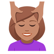 💆🏽‍♀️ Emoji Frau, die eine Kopfmassage bekommt: mittlere Hautfarbe JoyPixels 5.0.