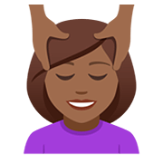 💆🏾‍♀️ Emoji Mujer Recibiendo Masaje: Tono De Piel Oscuro Medio en JoyPixels 5.0.