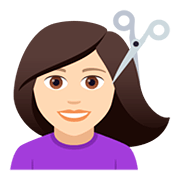 Émoji 💇🏻‍♀️ Femme Qui Se Fait Couper Les Cheveux : Peau Claire sur JoyPixels 5.0.